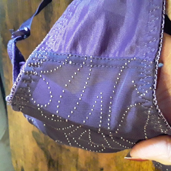 NWT 40C Rene Rofe Gorgeous Purple & Silver Unpadded underwire Sexy Stunning Bra - Picture 7 of 15